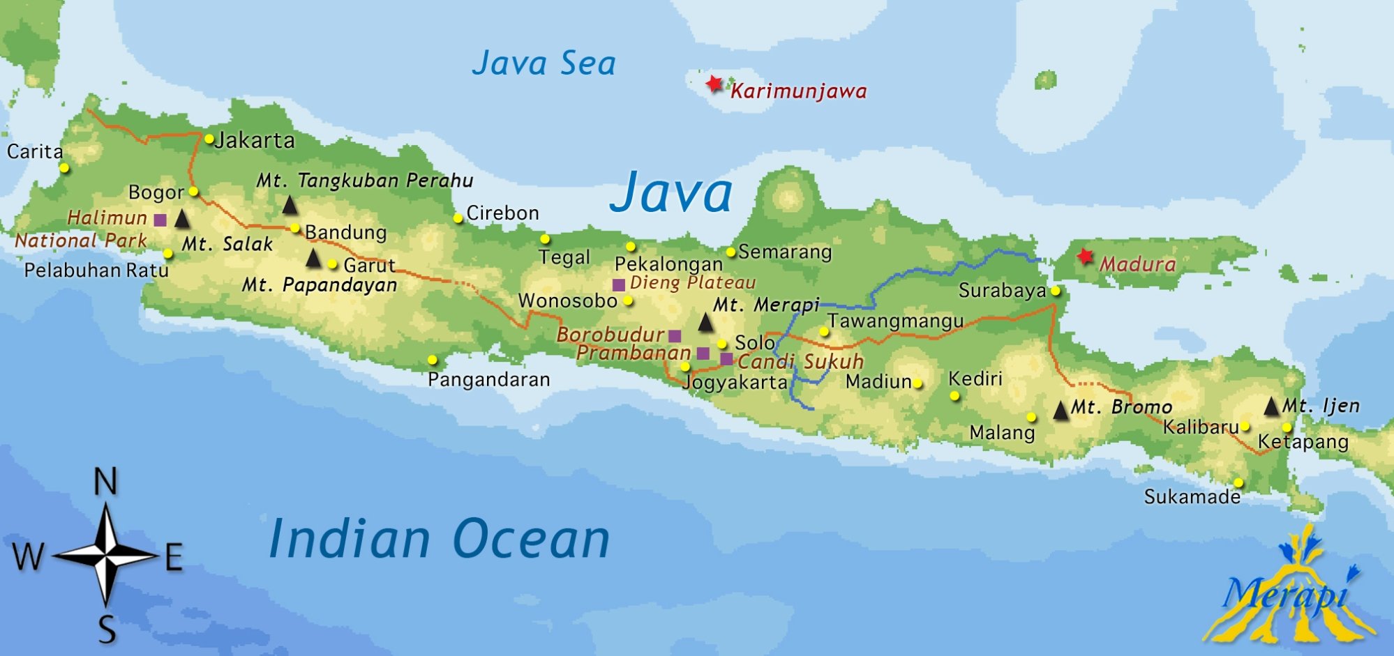 java tourism map